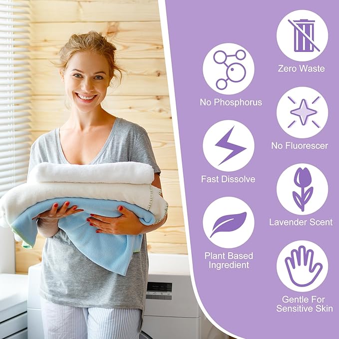 Loopeer 600 Loads Laundry Detergent Sheets Bulk No Leak Laundry Soap Sheets Anti Sensitive Liquidless Laundry Supplies Washing Strips for Home Dorm(Lavender)