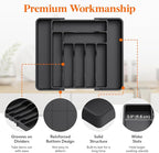 Lifewit Utensil Organizer for Kitchen Drawer, Expandable Cooking Silverware Tray, Adjustable Cutlery Flatware Holder, Plastic Spatula Tools Storage Divider, 11.8-19.6 x 15", Black