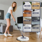 Spin Mop and Bucket Set,Masthome EasyWring Microfiber Spin Mop with 3 Mop Pads,Pedal Spinning Mops and Bucket with Wringer Set for Floor Cleaning - Home & Office Suitable
