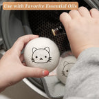 Dryer Balls Laundry Reusable, XL Wool Dryer Balls Cute Cat Face 6 Pack, Fabric Softener Ball, Extra Large Dryer Balls with Cat Pattern, Shorten Drying Time, Organic Wool - Dry 1000+ Loads