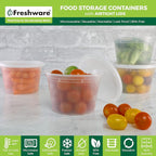 Freshware [240 Pack] 16 oz Food Storage Containers with Lids, Plastic Containers, Freezer Safe | Meal Prep | Stackable | Leakproof | BPA Free, Clear