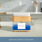 S&T INC. Dish Soap Dispenser and Sponge Holder for Kitchen Sink, Waterproof Labels and Sponge Included, 13 Ounces, Plastic, Bamboo