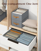 Homsorout Clothes Organizers and Storage - 4/5/7 Grids Fabric Jeans Organizer with Handles, Foldable Closet Organizers Dividers, Wardrobe organizer for Pant, Sweater, T-shirt, Scarf, 3 Pack, Pale Grey