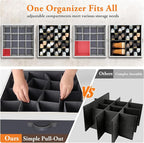 StoreHappily Shoe Organizer for Closet - 2 Packs Hold up to 32 Pairs, Large Shoe Storage Organizer Containers with Adjustable Dividers, Clear Cover, Leather Handles for Heels, Boots, Sneakers (Gray)