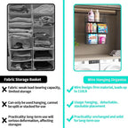 HapiRm Hanging Closet Organizer Storage - 3 Tier Metal Stackable Hanging Closet Shelves with Dividers and S Hooks, Foldable Clothes Shelves for Clothes, Pants, Shoes, Coat, Hats Clutches Accessories