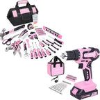 FASTPRO Pink Tool set -220-Piece Lady's Home Repairing Tool Kit & 20V Pink Cordless Lithium-ion Drill Driver