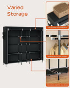 CASAMAYA Portable Closet, 77.6 Inch Extra Large Capacity Wardrobe Closet with Cover, Clothes Storage Organizer with Shelves and 3 Hanging Rods, Easy to Assembly, Black PCT223B01