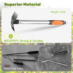 Weed Puller Tool 2 Pack, 2 in 1 Manual Weeding Rake and Garden Hoe, 17" Uprooting Weeder Remover Tool for Yard Lawn Patio and Garden, Portable Gardening Hand Tools for Veggies Flower Planting