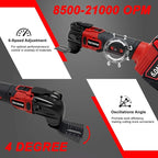 Cordless Oscillating Multitool Compatible with Milwaukee 18V Battery, Tool Only, 6 Speeds 8,500-21,000 RPM, Bulit-in LED Light, 22 Accessories, Oscillating Power Tool for Scraping Cutting Sanding