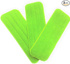 Green Direct Washable Microfiber Mop Head (3 Pack) - Microfiber Replacement Mop Pads 16 x 5.5 Inches for Cleaning of Wet or Dry Floors - Professional Home/Office Cleaning Supplies, Green Color