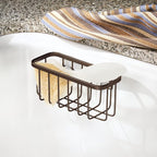 iDesign Gia Sink Suction Holder for Sponges, Scrubbers, Soap in Kitchen, Bathroom, Bathtubs, 5.75" x 2.25" x 2.5" - Bronze