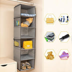 BrilliantJo 6 Shelves Hanging Closet Organizer, 2 Pack Hanging Storage with 4 Side Pockets for Clothes Shoes, 43.5"x12"x12"(Grey)