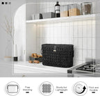 Kathfly Black Toilet Paper Storage Basket with Lid Wicker Woven Bathroom Basket Toilet Paper Holder Holds up to 6 Mega Rolls Woven Organizer for Home Bathroom Kitchen Offices