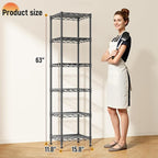 DurayLoly 6 Wire Shelving Metal Shelves Storage Rack:Adjustable Storage Shelves Standing Shelf Units and Narrow Shelf for Laundry Bathroom Kitchen Pantry Closet Office 15.8" w*11.8" D*63" H