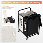 120L (31.7 Gal) Laundry Sorter 2 Section, Rolling Laundry Basket with Lockable Wheels and Lid, Laundry Hamper with 2 Separated Removable Bags Dirty Clothes Hamper for Laundry Room, Multicolored