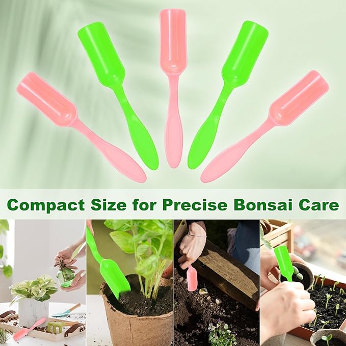 10-Pack Mini Gardening Shovel Spoons, Plastic Garden Soil Scoops for Cultivation Digging Transplanting/Flower Planting/Plant Succulent, Colorful Small Gardening Tools [Pink, Green]