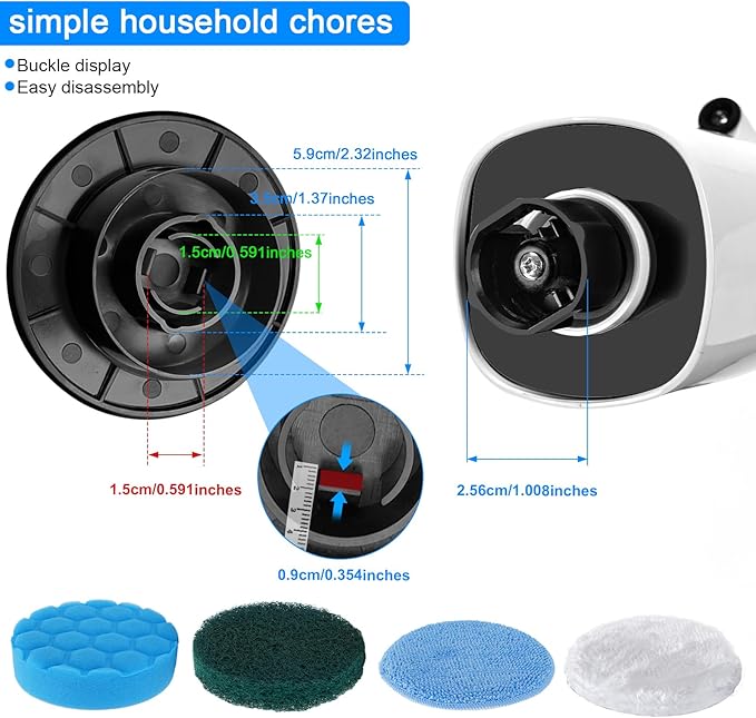 Electric Spin Scrubber Brush Heads Set, 12 Pack Replaceable Brush Heads for Cordless Power Scrubber, for Household Cleaning Brushes Kitchen Bathroom Floor Tile Car