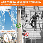 4 in 1 Window Squeegee with Water Tank,Window Cleaner Tool with Remote Control Water Spray,16'' to 72'' Adjustable Extension Pole,Wastewater Tray,Sponge Window Squeegee for Shower Glass Car Window