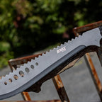 Jungle Master–Machete with Reverse Serrations–Black Stainless Steel Blade w/ Reverse Serrations,Full Tang,Cord Wrapped Handle,Nylon Sheath,Outdoor,Hunt,Camp,Hike,Survival,JM-031B 21-Inch Overall
