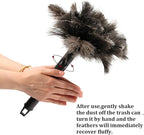 Retractable Ostrich Feather Duster for Cleaning, Fluffy and Natural Feather Duster with Retractable Handle， Reusable Eco-Friendly Handheld Cleaning Supplies (15 inch)