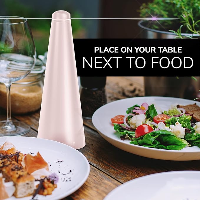 Fly Fans for Tables by Modern Lyfe - AA Battery & USB Powered - Fly Swatter Outdoor Camping Accessory Or for Food at Parties, Restaurants & Picnics, Bug Fan, Spinner Keeps Flies Away (1 Pack - Pink)