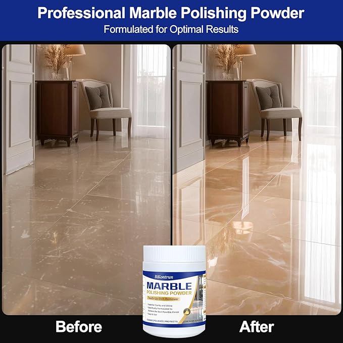 Marble Polishing Powder, Professional Touch-Up Etch Remover, Restore Shine Remove Water Stains Scratches Rings Etches for Marble Stone Granite Quartz Tile Floor Countertop Surfaces Polishing Care