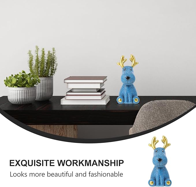 Deer-Shaped Eyeglasses Holder Rack Desktop Ornament Blue Glasses Stand Eyewear Organizer for Home Office Storage