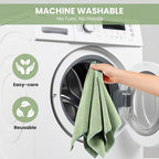 Microfiber Cleaning Cloth, 12 Pack Green Cleaning Rags for Housekeeping, Reusable Microfiber Towels for Car, Kitchen, Bathroom and Household Cleaning Supplies, 11.8"X11.8"
