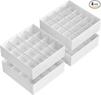 SONGMICS Set of 4 Drawer Organizers, Closet Organizers for Underwear, 80 Cells, Foldable Sock Holders, 11.8 x 11.8 x 3.9 Inches, for Storing Socks, Ties, Belts, Cloud White URUS011W01