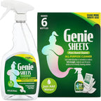 Genie Sheets All Purpose Cleaner | 1 Bottle with Sprayer + Concentrate Makes 6 24oz Refills | Professional-Strength | Just Add Water | Sustainable Eco-Friendly Plant-Based