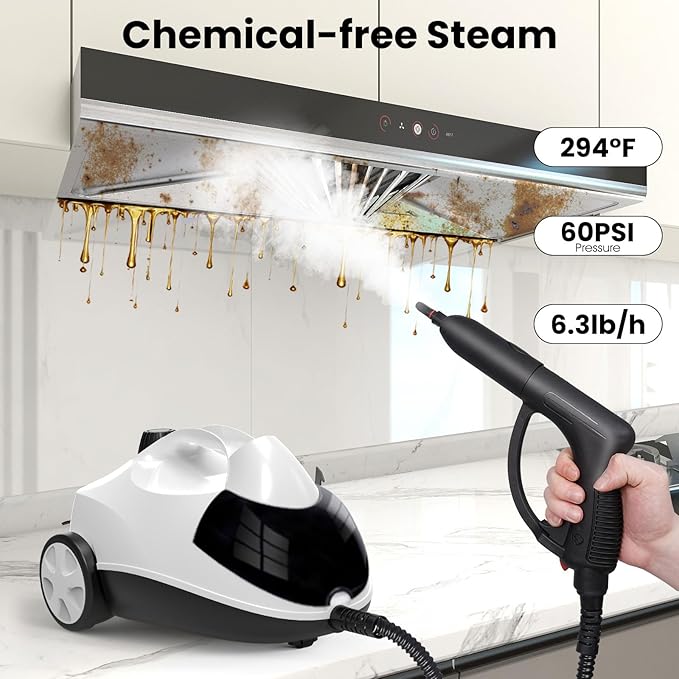 Steam Cleaner 1.5L Steamer for Cleaning Fast Heating 6-in-1 Multi-Surface with 8 Accessories UL499 Certified Heavy Duty Steam Cleaner for Home, Car, Floors, Sofas, Tiles, Grout Steam Cleaners
