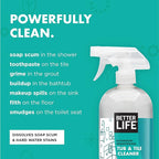 BETTER LIFE Bathroom Cleaner - Tea Tree Bathtub & Shower Cleaner Spray for Glass and Tile - Foaming Mold and Mildew Remover for Tub Works on Hard Water Stains - 1 Gal Refill