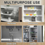 Gerrii 4 Pcs Closet Tension Shelf Rod Expandable Shelf Locker Organizer Adjustable Storage Rack Scalable Layered Divider Separator for Cabinet Wardrobe Kitchen Bathroom (10.83''-17.91'')