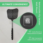 MysticHome Fly Swatter 2 Pack, Durable Heavy Duty Plastic Fly Swatters, Stainless Steel Telescopic FlySwatter for Indoors/Outdoor/Kitchen/Garden (Black+Black)
