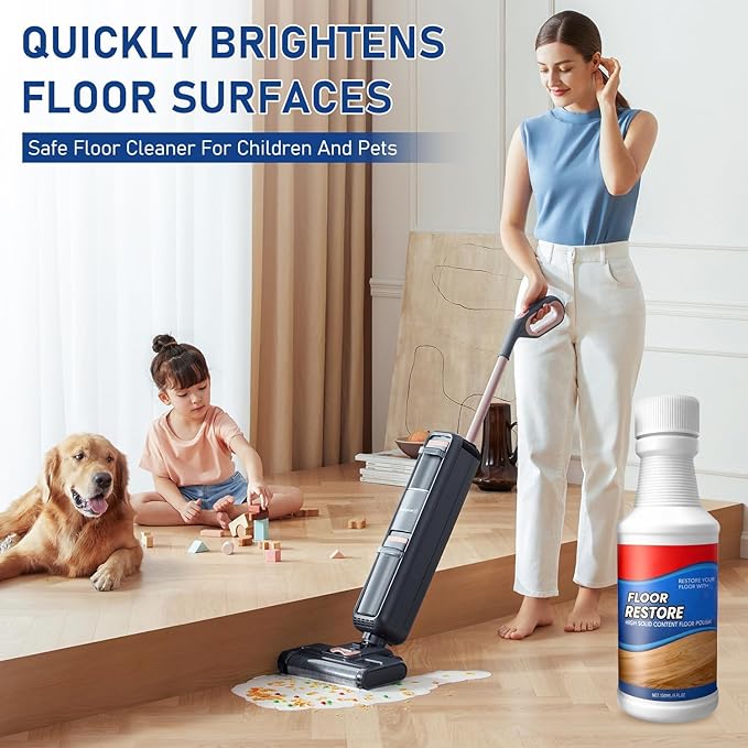 Timeno 2Pcs Floor Restore Polish, Floor Restore Cleaner Spray, Quick-Dry Protective Treatment for Hardwood Laminate Vinyl Bamboo Floors, 5 fl oz (150 ml)