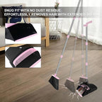 Pink Broom with Dustpan Combo Set, 51" Long Handle Household Cleaning Tool, Ideal Broom and Dustpan Set for Pet Hair and Home Use
