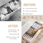 Wardrobe Clothes Organizer, 7 Grids Washable Portable Closet Organizer Mesh Separation Storage Box Foldable Closet Drawer Organizer for Underwear, Socks, Scarves, Jeans (Grey, 2 Jeans Grid)