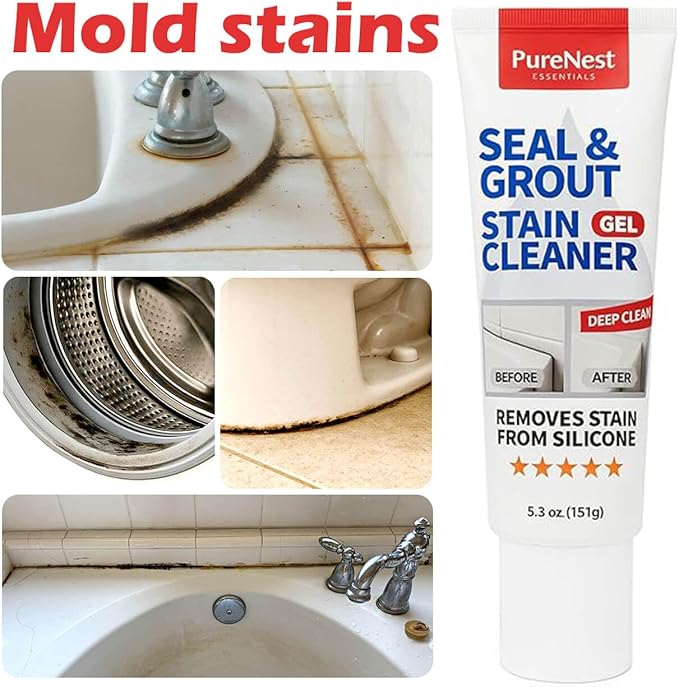 PureNest Super Easy Seal Stain Cleaner – No-Scrub Formula – Removes Stains from Seals, Sillicone Caulking, Shower Walls, Bathtubs, Refrigerator Gasket & Front Load Washer Seal – 5.3 oz