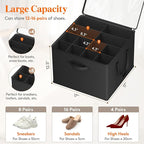 Lifewit Shoe Storage Organizer for Closet, Fabric Large Shoe Box Storage Containers with Clear Cover, Foldable Bins for Boots Heels Sneakers Fits 36-48 Pairs (Each 12-16 Pairs) 3 Pack Black