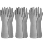 Reusable Waterproof Household Dishwashing Cleaning Rubber Gloves, Non-Slip Kitchen Glove (Grey, Medium (Pack of 3))