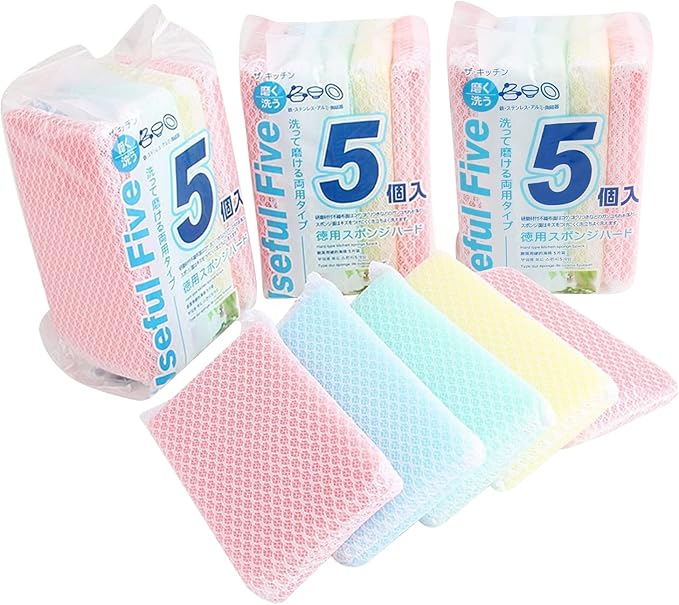 KRIZJUES Sponge Individually Wrapped, Kitchen Dishwashing Sponge, Mesh Net Scouring Pad, Odor-Free Sponge Wipes Suitable for Pieces