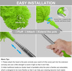 DELUX Microfiber Feather Duster Extendable Duster with 100 inches Extra Long Pole, Bendable Head & Long Handle Dusters for Cleaning Ceiling Fan, High Ceiling, Blinds, Furniture & Cars Green