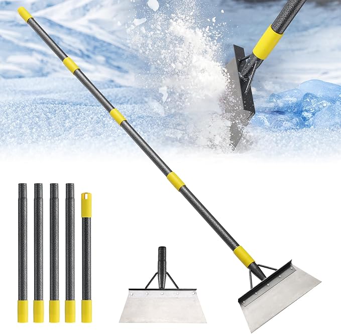 Garden Flat Shovel, Ice Scraper, 88" Long Multifunctional Garden Cleaning Shovel Weeding Tool,Heavy Duty Floor Scraper Long Handle,Metal Weeding Scraper for Lawn Edging, Snow Ice Removal