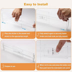 6 Pack Drawer Dividers for Clothes, 4" High 10.6"-16.9" Adjustable Drawer Dividers Expandable Dresser Drawer Organizer, Clear Drawer Separators for Clothes, Underwear, Cosmetic, Kitchen Utensils