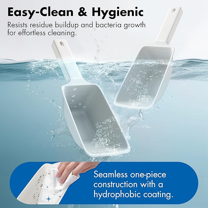 Food Scoop 2 PACK,2 Cup Capacity Dog Food Scoop With Measuring Lines For Dog, Puppy and Cat Coffee Bean Scoop, Flour Scoop (Large White)