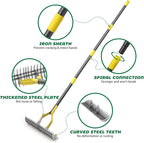 Thatch Rake,55 Inch Heavy Duty Lawn Thatching with Adjustable Stainless Steel Handle,Multiple Garden Rake for Leaves,Lawn Loosening Soil,Backyard,Garden