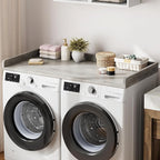 Washer Dryer Countertop, 54.3" x 27.6" Wooden Laundry Countertop with Edge Rails, Washer and Dryer Topper for Laundry Room Organization and Storage