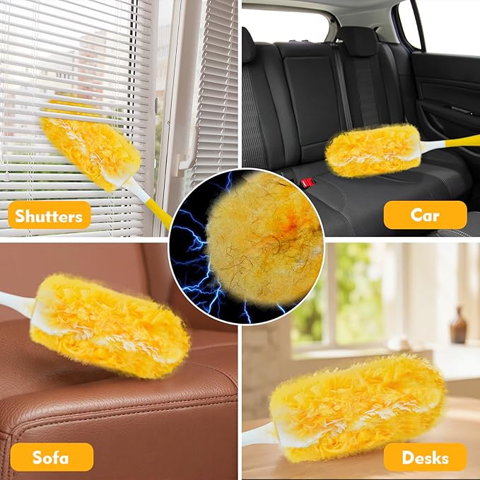 Duster Refill Compatible with Swiffer Duster, 30 Count Heavy Duty Duster Refills Kit for Cleaning Dusting, Multi Surface 360 Feather Duster Disposable Refills, with 1 Handle