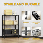 M MZG 750 lbs 3 Tier Shelf Metal Storage Shelves Shelving Wire Rack Heavy Duty Closet Organizers for Garage Kitchen Bathroom Laundry Black 13.8" D x 23.6" W x 35.5" H