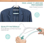 Tonswachic Pack of 50 Coat Hangers, Space-Saving Plastic Clothes Hangers, Non-Slip, 0.2 Inches Slim, 360° Swivel Silver Hook for Shirts, Pants, Suit & Wet/Dry Garments, Blue and White
